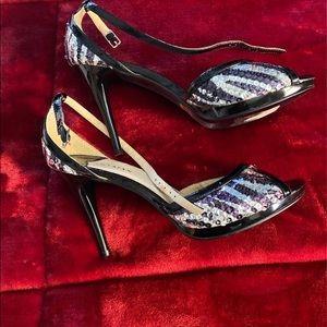 Black and silver heels